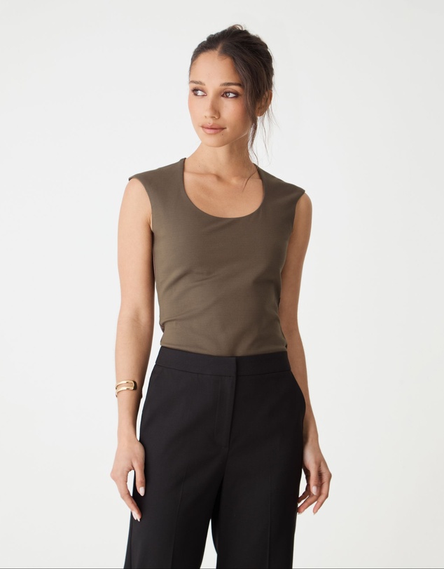Forcast - Soho Rounded Square Neck Top