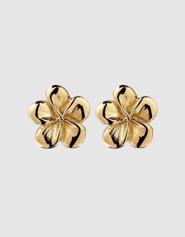 Elli Jewelry - Frangipani Stud Earrings in Gold-Plated 925 Sterling Silver