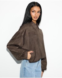 Dazie - Hailey Faux Suede Bomber Jacket