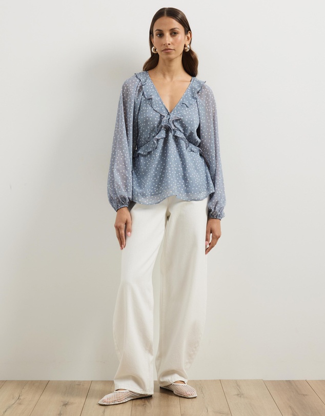 Atmos&Here - Piper V-Neck Ruffle Blouse