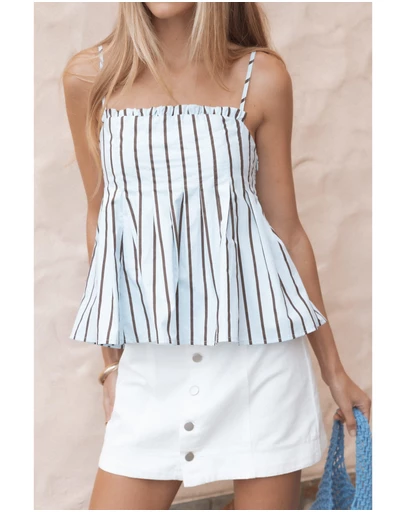 Petal & Pup - Dulce Top - Blue/Brown Stripe