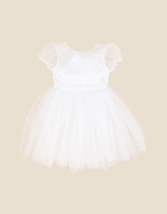 Bebe by Minihaha - Spot Chiffon Puff Sleeve Dress With Back Bow - Kids