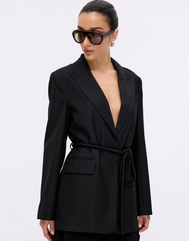 Revibe - Repaired Minima Esenciales Talia Wool Belted Blazer - AU 12