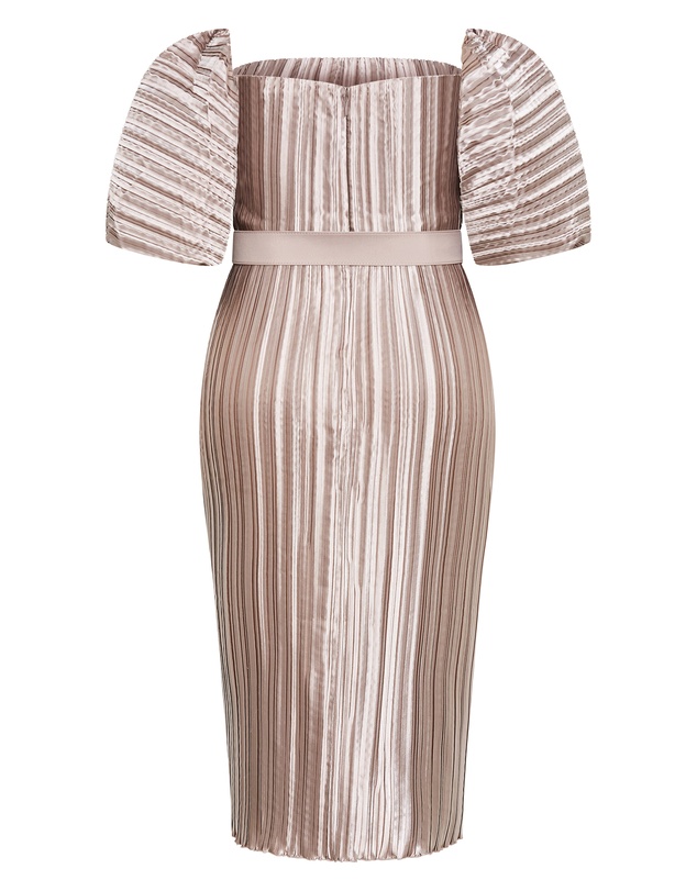 City Chic - Plus size Krista Pleat Midi Dress - champagne