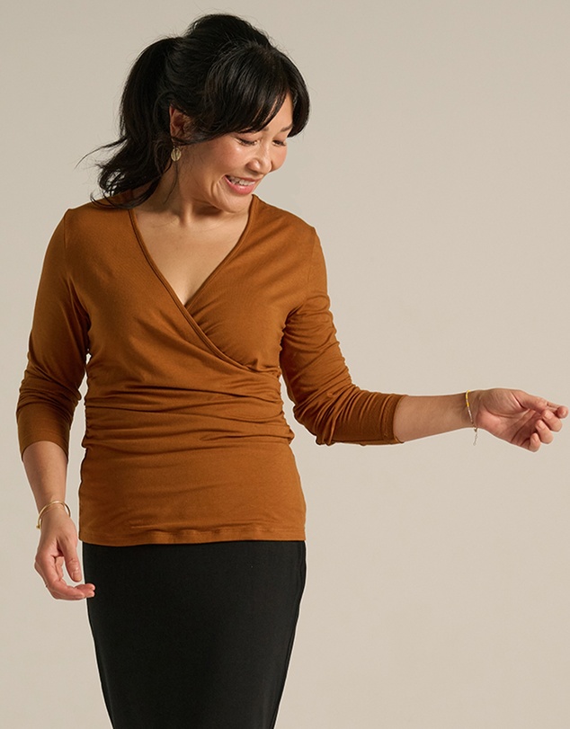Bamboo Body - L/S Cross Front Top