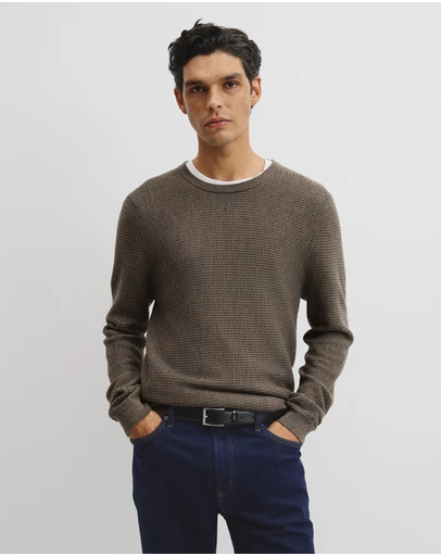 Country Road - Australian Merino Wool Textured Crew Neck Knit