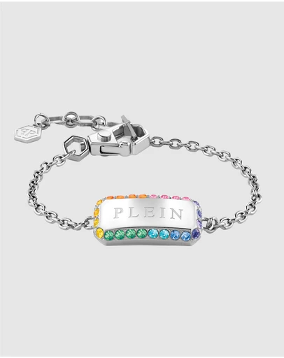 Philipp Plein - PLEIN CRYSTAL TAG Stainless Steel Rainbow Crystals Bracelet