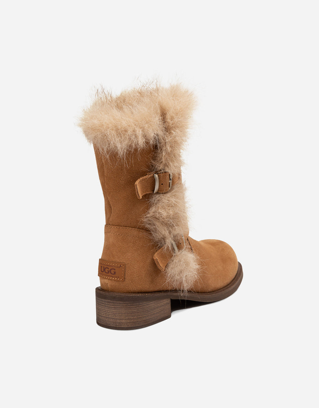 Ozwear Connection Uggs - UGG Fur Trim Buckle Short Boots