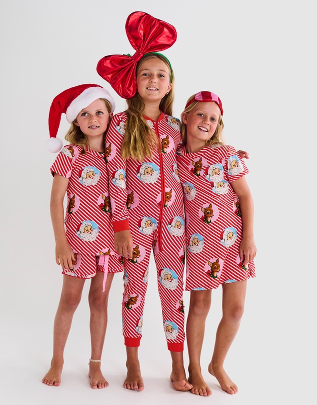Kip&Co - I Love Christmas Spot Kids Organic Cotton Short Sleeve Tee Frill Short Pyjama Set - Kids