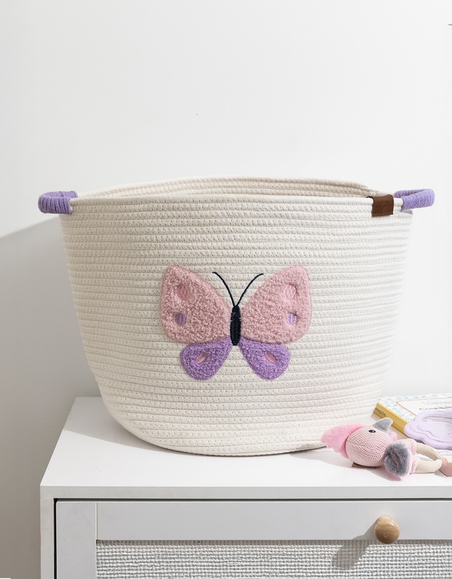 Living Textiles - Cotton Rope Embroidered Hampers - Butterfly