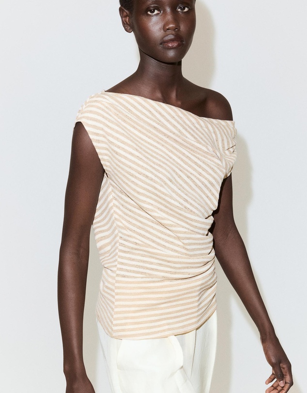 M.N.G - Draped Striped T-Shirt