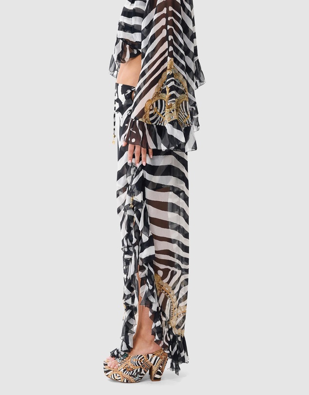 Camilla - Relaxed Wrap Tie Skirt With Ruffle
