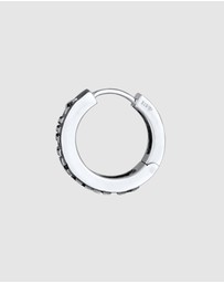 Kuzzoi - ICONIC EXCLUSIVE - Earrings Single Creoles Roman Numerals in 925 Sterling Silver Oxidised