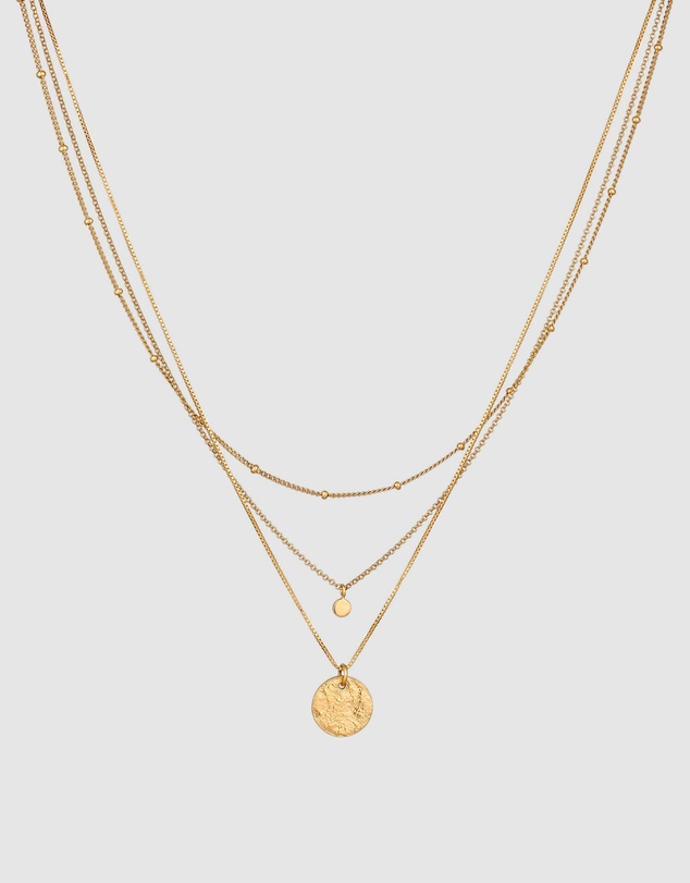 Elli Jewelry - Necklace Layer Crystal Disc 925 Sterling Silver Gold-Plated