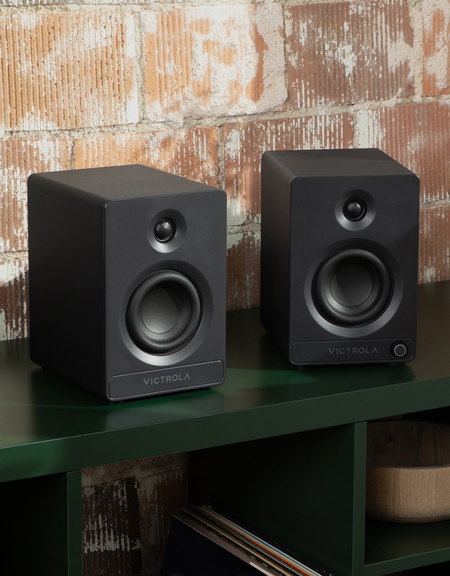 Victrola - Victrola Automatic Turntable + Victrola Tempo Bookshelf Speakers Bundle - Black