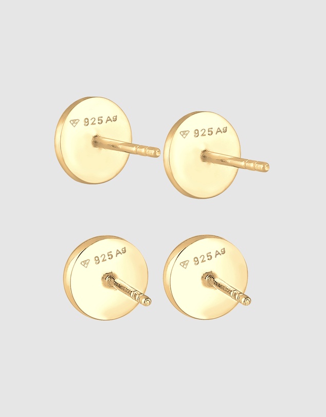 Kuzzoi - ICONIC EXCLUSIVE - Earrings Men Set Stud Circle Geo with Enamel in 925 Sterling Silver Gold Plated