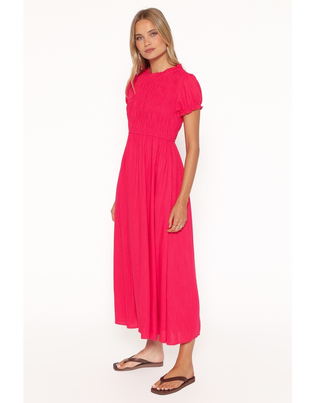 Petal & Pup - Darla Puff Sleeve Dress - Hot Coral