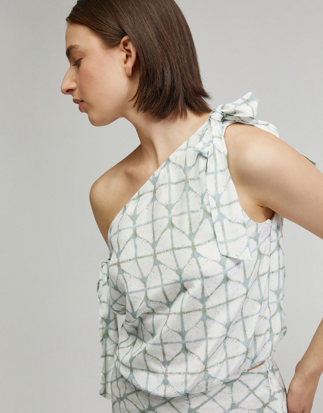 Oxford - Sandy Printed Tie Up Top