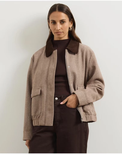 Atmos&Here - Juliet Herringbone Bomber Jacket