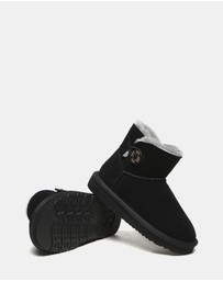 EVERAU - Australian Shepherd Ugg Nolan Kids Mini Button Cow Suede Upper UGG Boots