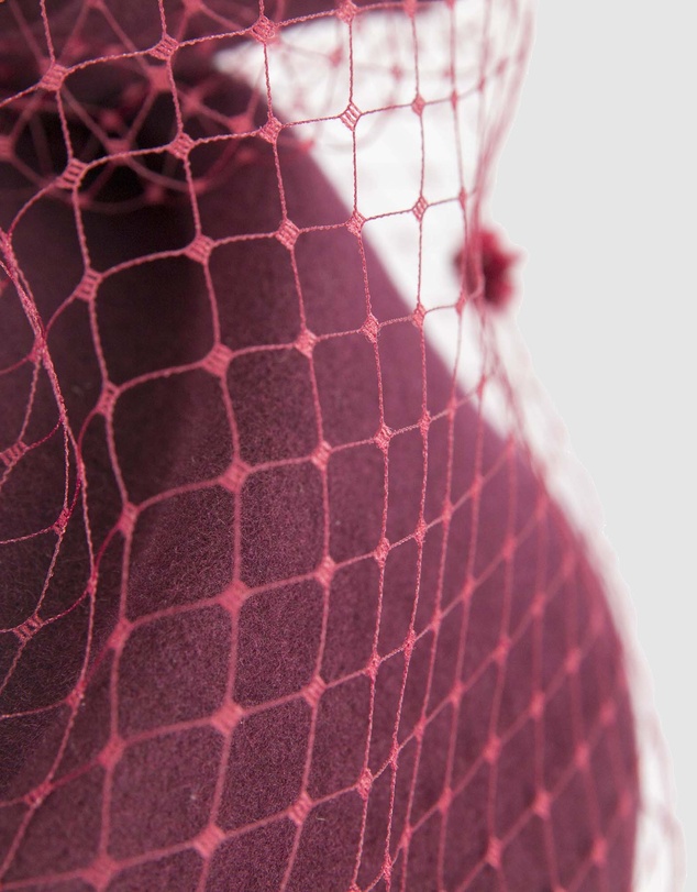 Max Alexander - Felt Burgundy Pillbox Hat With Veil