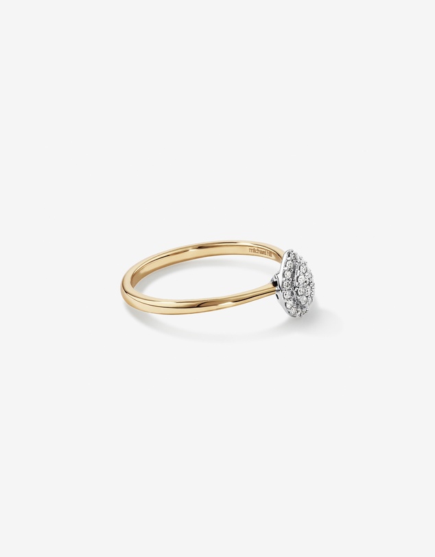 Michael Hill - 0.10 Carat TW Pear Cluster Diamond Promise Ring in 10kt Yellow and White Gold
