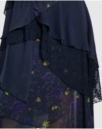 Belle & Bloom - Charmed Floral Print Ruffle Midi Dress