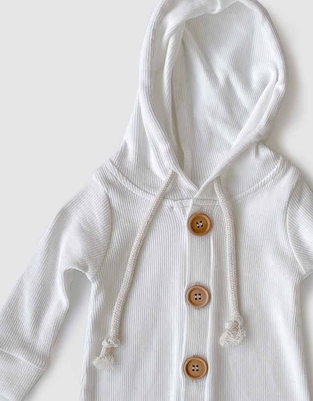 WITH LOVE FOR KIDS - Basics Thick Ribbed Hooded All In One - Babies