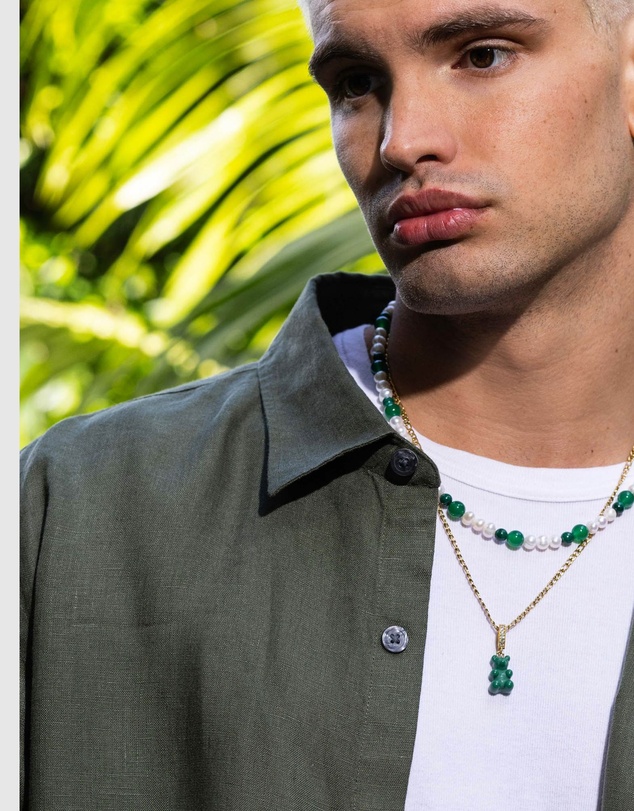 Nialaya Jewellery - Pearl Choker With Green Aventurine and Malachite