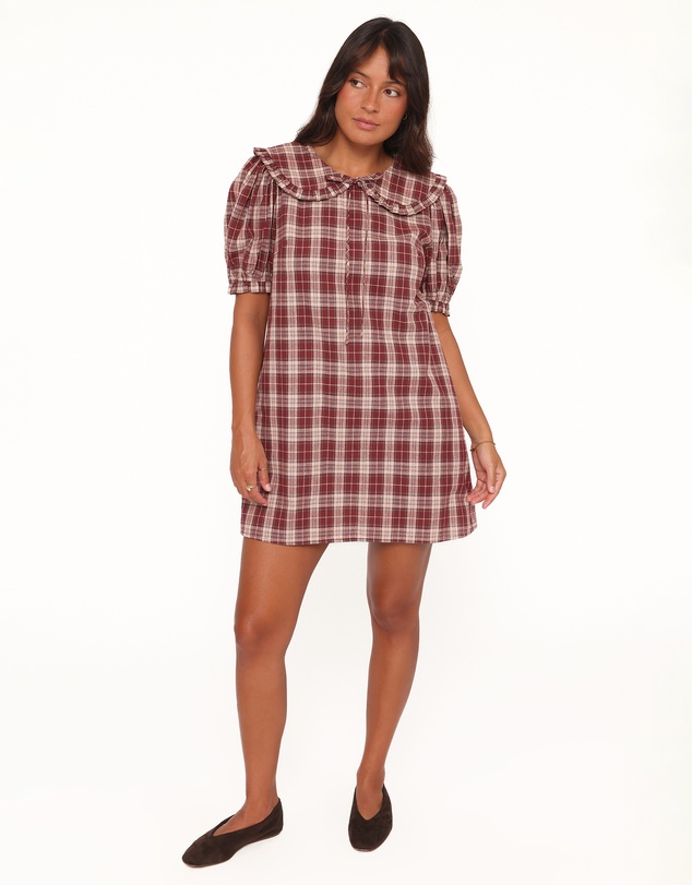 Petal & Pup - Yaris Mini Dress - Burgundy Plaid