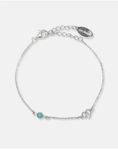 Georgini - Natural Turquoise And Two Natural Diamond December Silver Bracelet