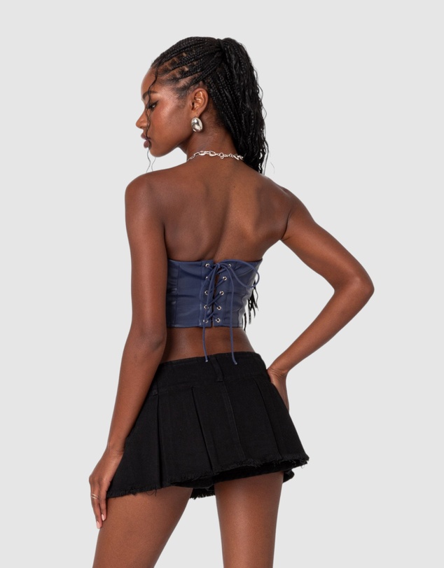 EDIKTED - Mazie Faux Leather Bandeau Top