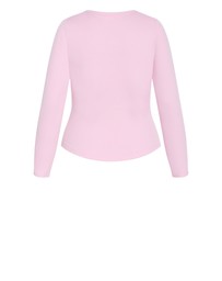 City Chic - Plus size Button Through Knit Top - soft pink