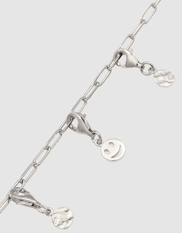 Kuzzoi - ICONIC EXCLUSIVE - Long Link Chain Bracelet with Smiling Charm in 925 Sterling Silver