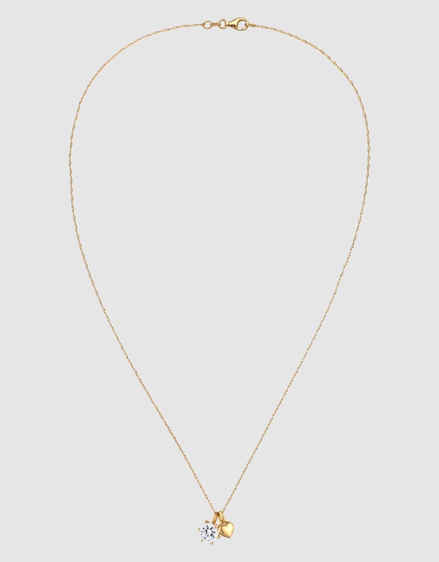 Elli Jewelry - Necklace Heart Crystals 925 Sterling Silver Gold-plated