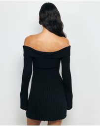 AERE - Gabi Off Shoulder Knitted Mini Dress