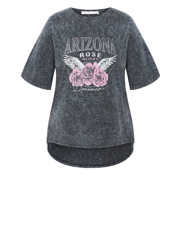 City Chic - Plus size Ryan Arizona Print Tee - grey wash