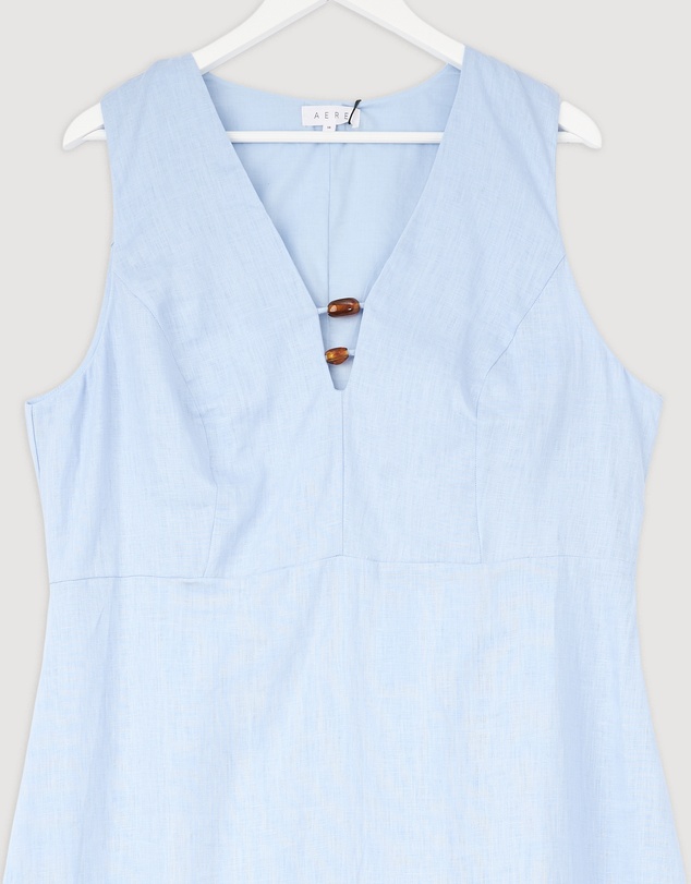 Revibe - Repaired AERE Cari Bead Detail Linen Midi Dress - AU 18