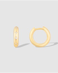 Wanderlust + Co - Constellation 10mm 14K Gold Vermeil Huggie Earrings