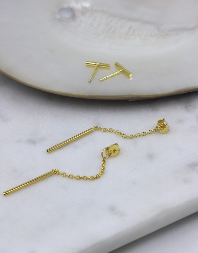 CA Jewellery - Linear Drop Earrings Gold