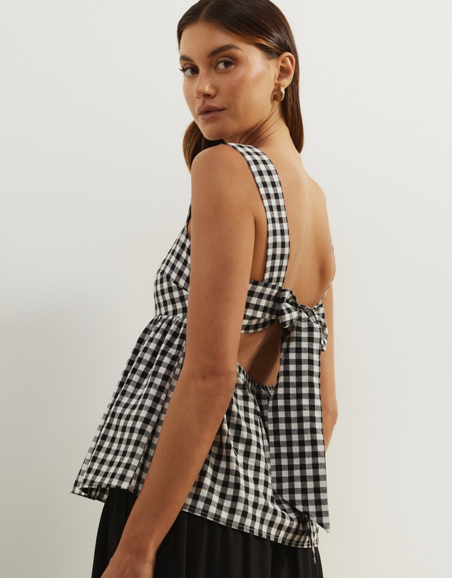 Atmos&Here - Billie Self Tie Gingham Top