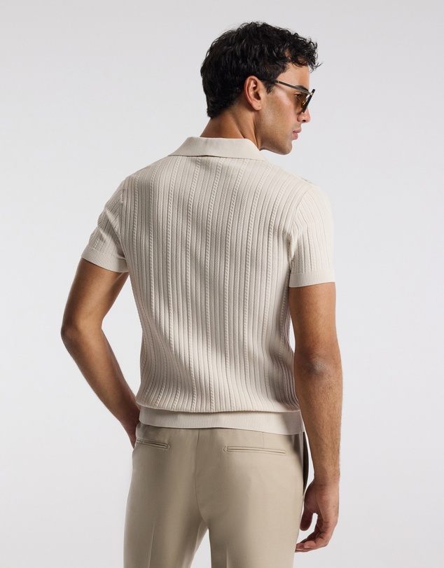 Calibre - Collared Technical Knit Polo Parchment