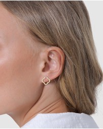 Elli Jewelry - Earrings Set Zirconia Cloverleaf 925 Sterling Silver Gold-Plated