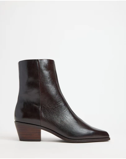 AERE - Smooth Leather Cowboy Ankle Boots