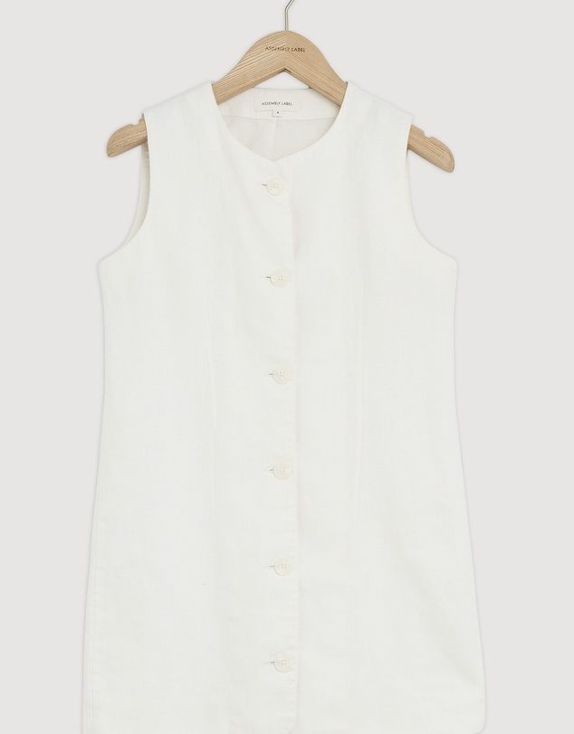 Revibe - Repaired Assembly Label Linen Mini Dress