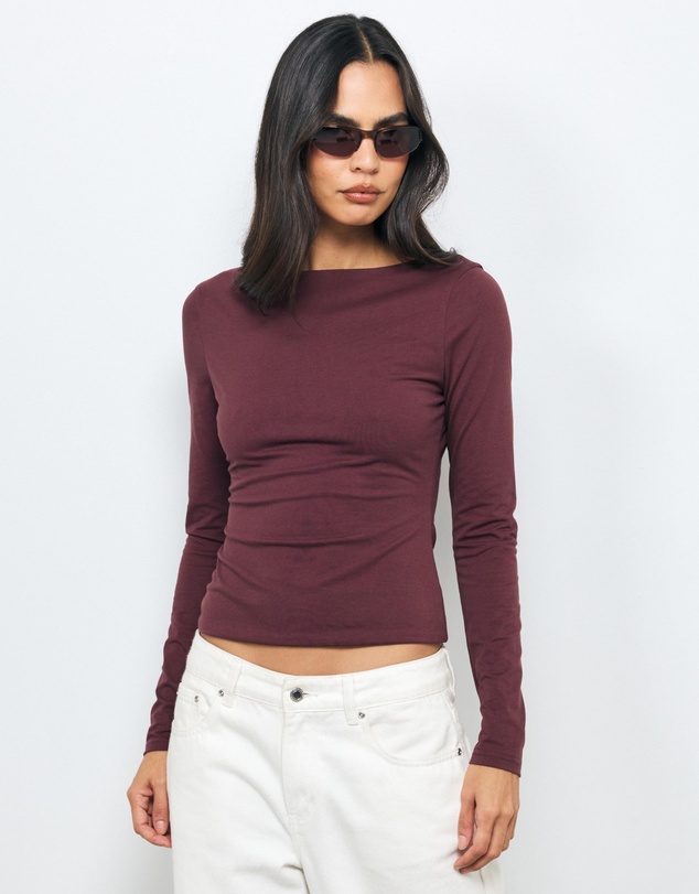AERE - Tess Boat Neck T-Shirt
