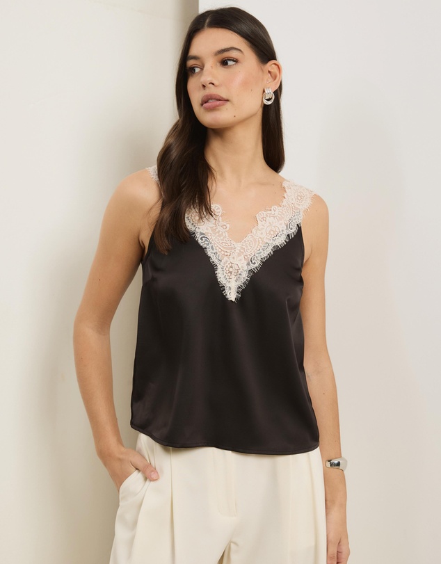 Atmos&Here - Ayla Contrast Lace Insert Top