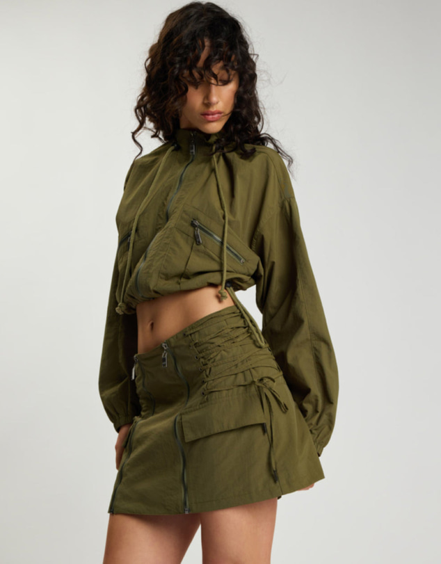 ONE TEASPOON - Drift Cropped Bubble Hem Jacket - Khaki