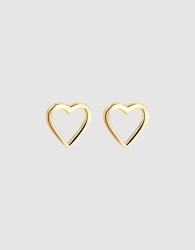 Elli Jewelry - Heart Stud Earrings in Gold-Plated 925 Silver