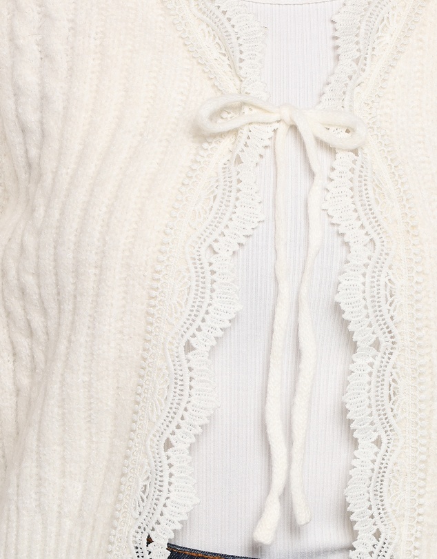 Petal & Pup - Silvie Lace Front Tie Cardigan - Cream